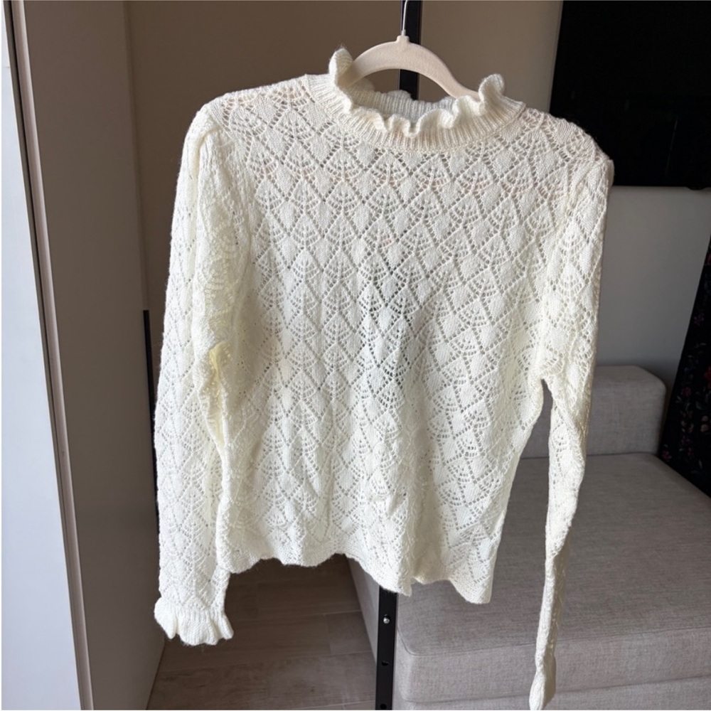 Farm Rio Lace Stitch Ruffles Knit Sweater
- Off-White - Picture 6 of 13